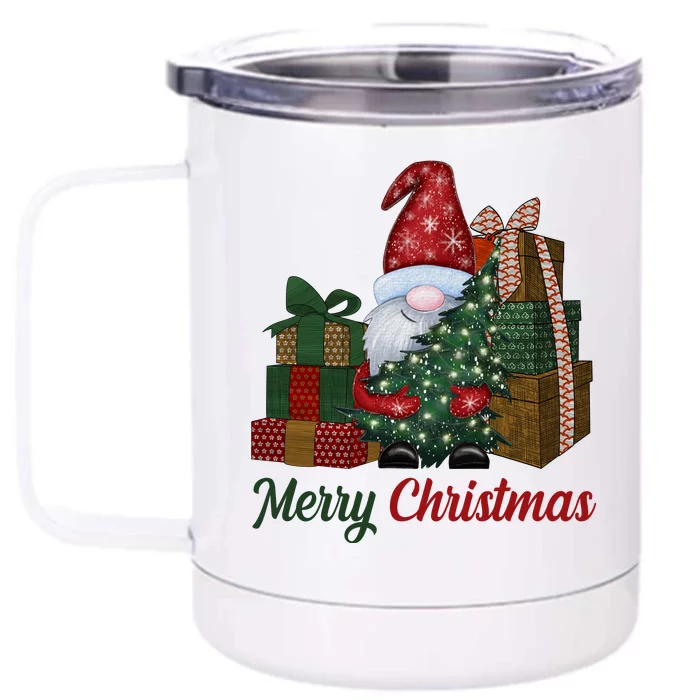 Merry Christmas Gnome Festive Holiday Gift Front & Back 12oz Stainless Steel Tumbler Cup