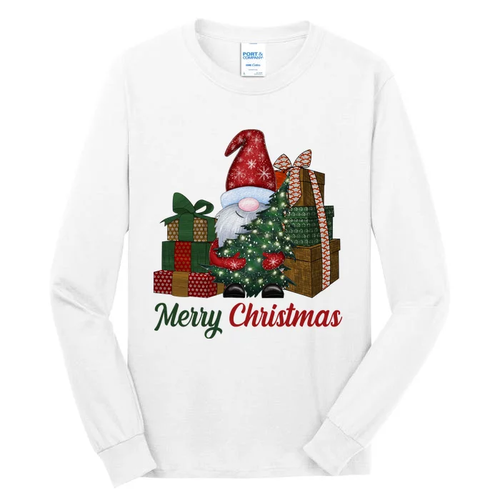 Merry Christmas Gnome Festive Holiday Gift Tall Long Sleeve T-Shirt