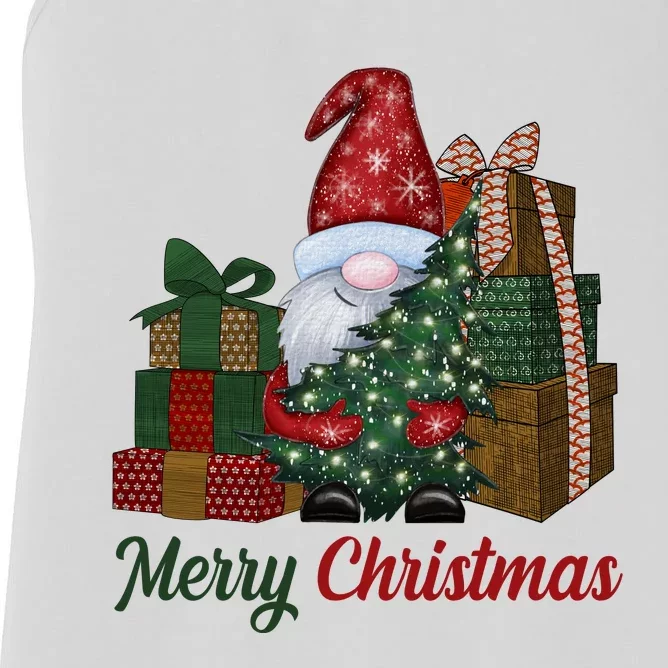 Merry Christmas Gnome Festive Holiday Gift Women's Racerback Tank