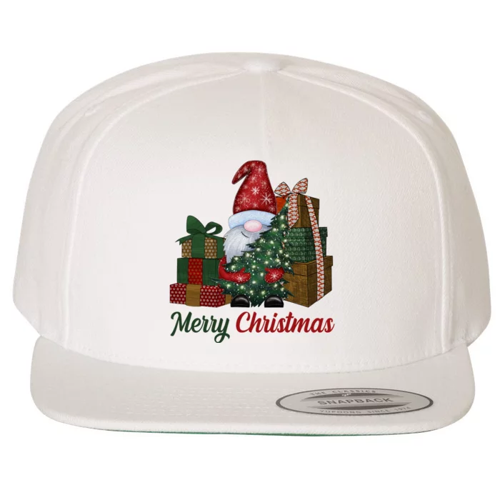 Merry Christmas Gnome Festive Holiday Gift Wool Snapback Cap