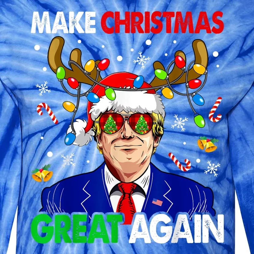 Make Christmas Great Again Funny Trump Ugly Christmas Tie-Dye Long Sleeve Shirt