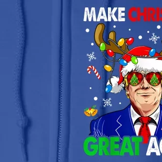 Make Christmas Great Again Funny Trump Ugly Christmas Full Zip Hoodie