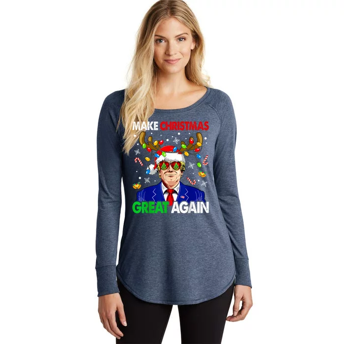 Make Christmas Great Again Funny Trump Ugly Christmas Women's Perfect Tri Tunic Long Sleeve Shirt