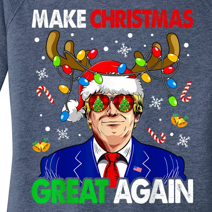 Make Christmas Great Again Funny Trump Ugly Christmas Women's Perfect Tri Tunic Long Sleeve Shirt