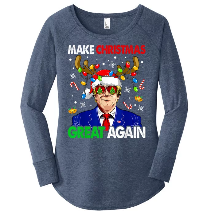 Make Christmas Great Again Funny Trump Ugly Christmas Women's Perfect Tri Tunic Long Sleeve Shirt