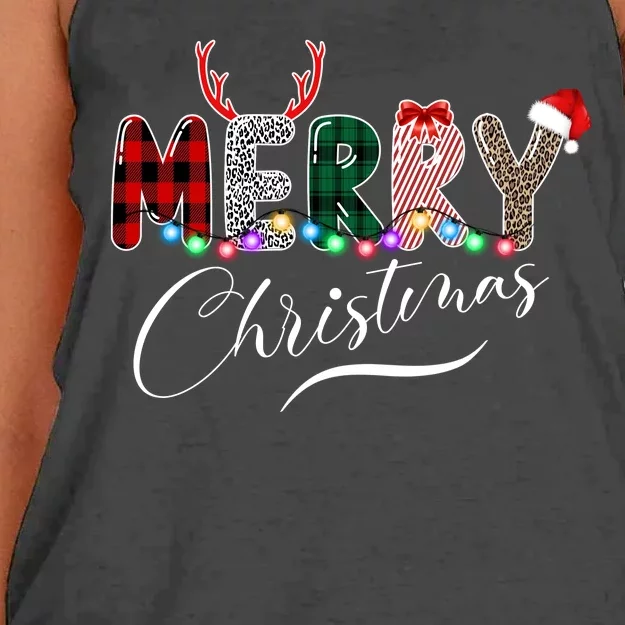 Merry Christmas Holiday Cute Patterns Women's Knotted Racerback Tank