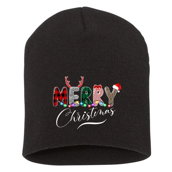 Merry Christmas Holiday Cute Patterns Short Acrylic Beanie