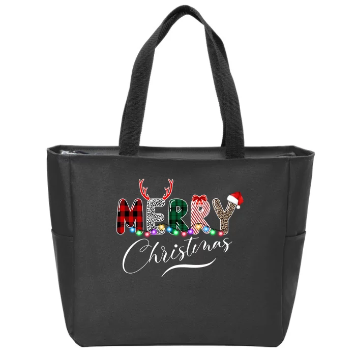 Merry Christmas Holiday Cute Patterns Zip Tote Bag