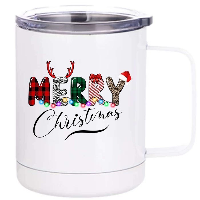 Merry Christmas Holiday Cute Patterns Front & Back 12oz Stainless Steel Tumbler Cup