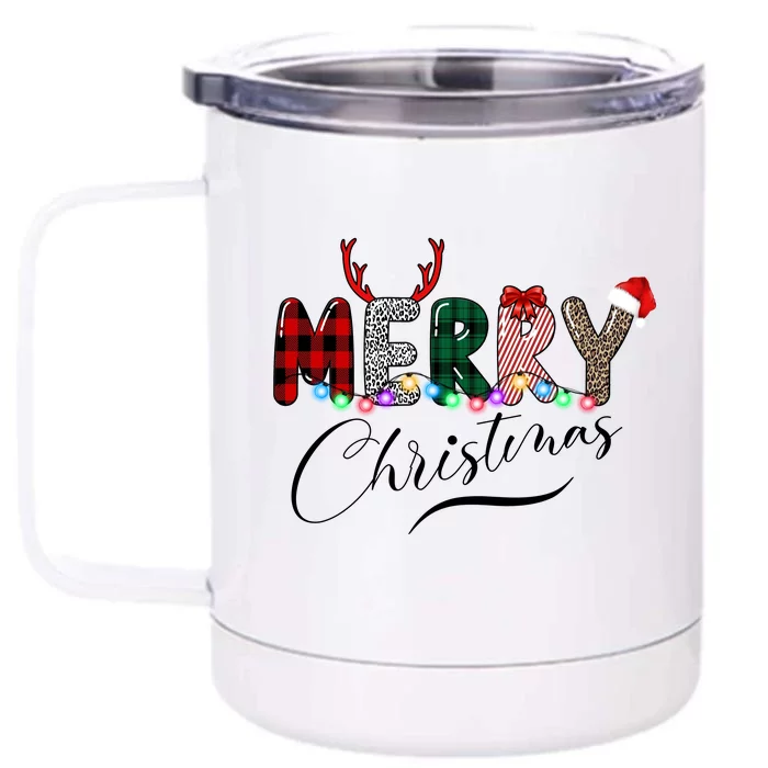 Merry Christmas Holiday Cute Patterns Front & Back 12oz Stainless Steel Tumbler Cup