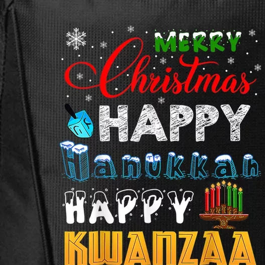 Merry Christmas Happy Hanukkah Happy Kwanzaa City Backpack