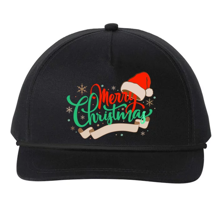 Merry Christmas Holiday Santa Snowflake Snapback Five-Panel Rope Hat