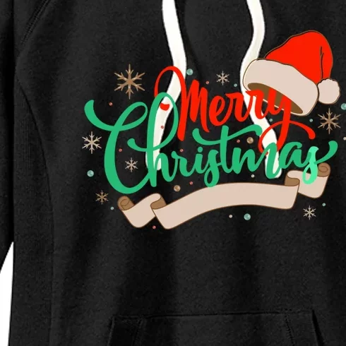 Merry Christmas Holiday Santa Snowflake Women's Fleece Hoodie