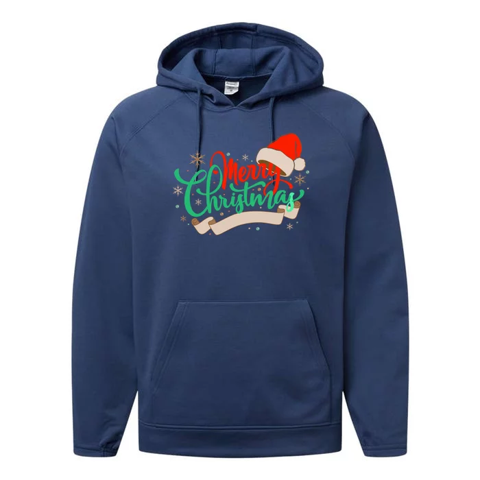 Merry Christmas Holiday Santa Snowflake Performance Fleece Hoodie