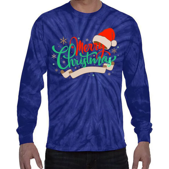 Merry Christmas Holiday Santa Snowflake Tie-Dye Long Sleeve Shirt