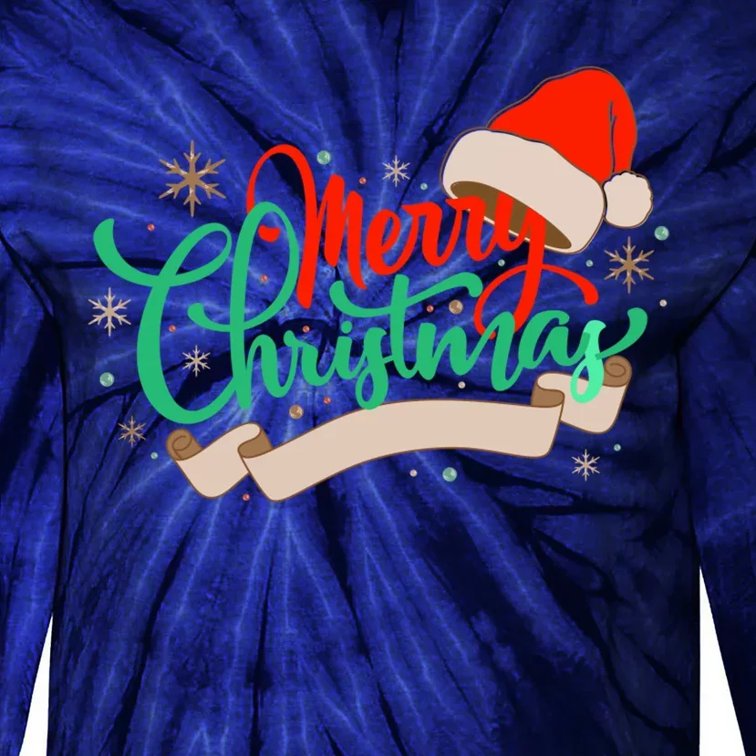 Merry Christmas Holiday Santa Snowflake Tie-Dye Long Sleeve Shirt