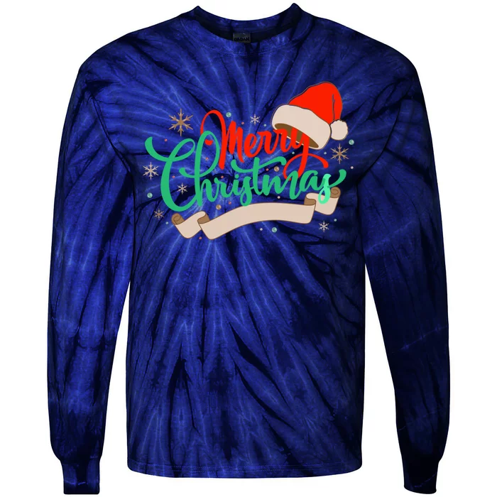 Merry Christmas Holiday Santa Snowflake Tie-Dye Long Sleeve Shirt