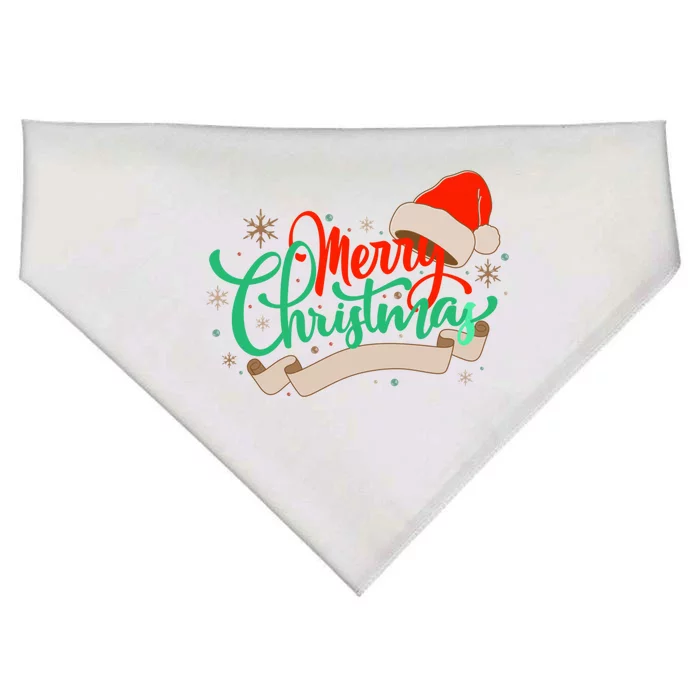 Merry Christmas Holiday Santa Snowflake USA-Made Doggie Bandana