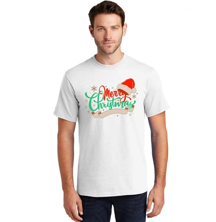 Merry Christmas Holiday Santa Snowflake Tall T-Shirt