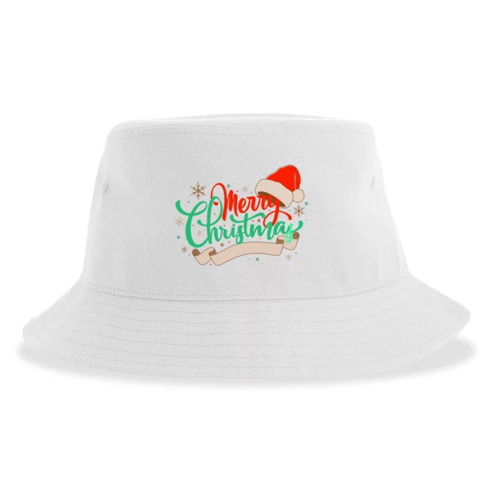 Merry Christmas Holiday Santa Snowflake Sustainable Bucket Hat