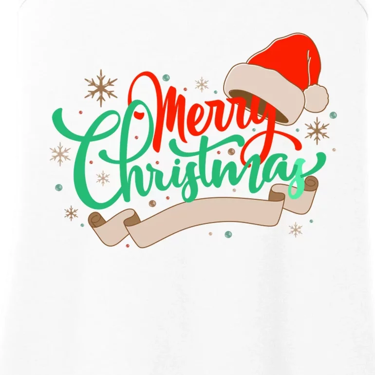 Merry Christmas Holiday Santa Snowflake Ladies Essential Tank