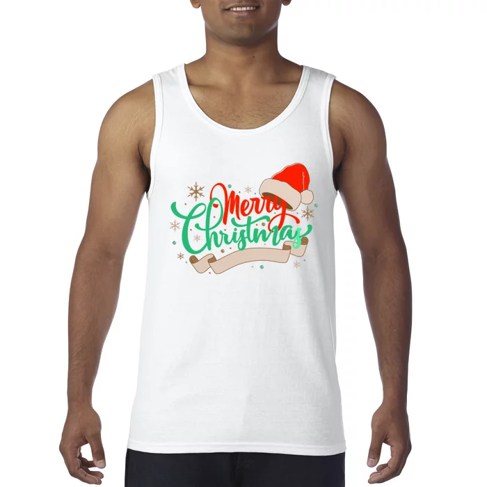 Merry Christmas Holiday Santa Snowflake Tank Top