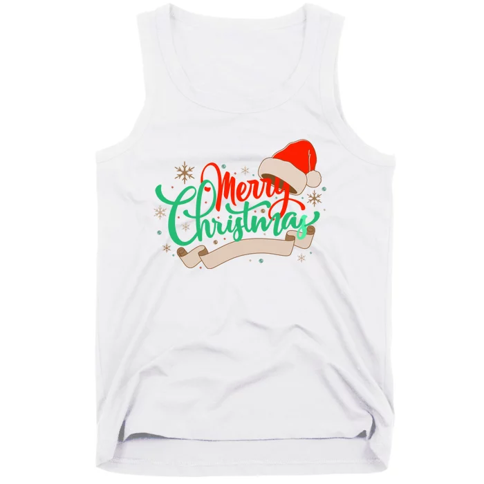 Merry Christmas Holiday Santa Snowflake Tank Top