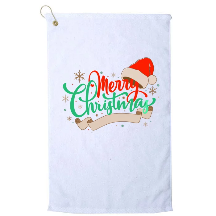 Merry Christmas Holiday Santa Snowflake Platinum Collection Golf Towel