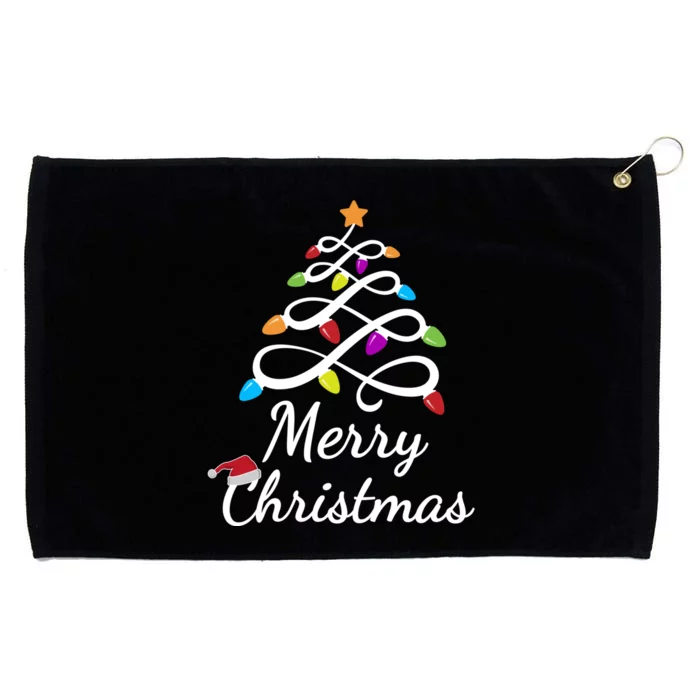 Merry Christmas Holiday Tree Lights Funny Gift Grommeted Golf Towel