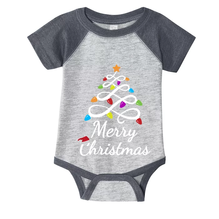 Merry Christmas Holiday Tree Lights Funny Gift Infant Baby Jersey Bodysuit