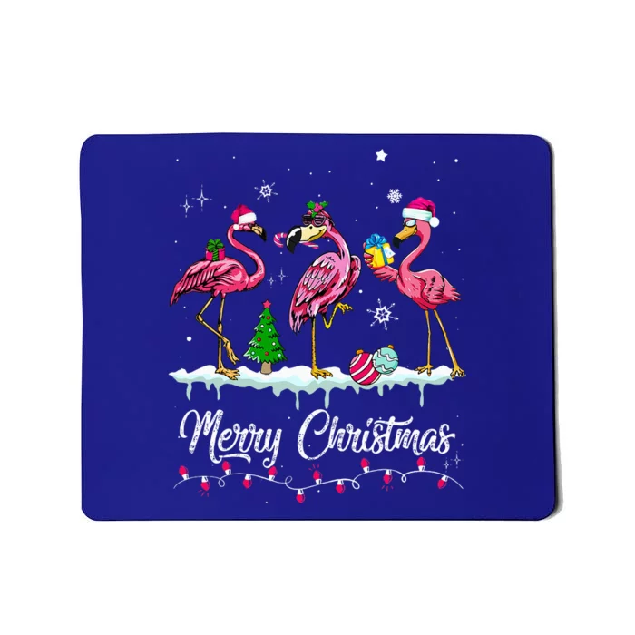 Merry Christmas Hat Santa Flamingo Snow Xmas Pajamas Mousepad