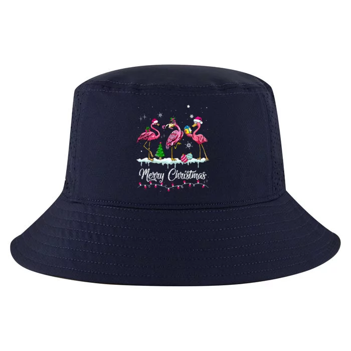 Merry Christmas Hat Santa Flamingo Snow Xmas Pajamas Cool Comfort Performance Bucket Hat