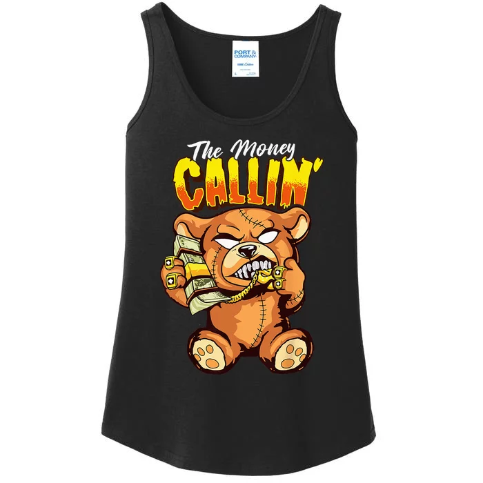 Money Calling Hip Hop Teddy Bear Gangster Rap Drip Swag Dope Ladies Essential Tank