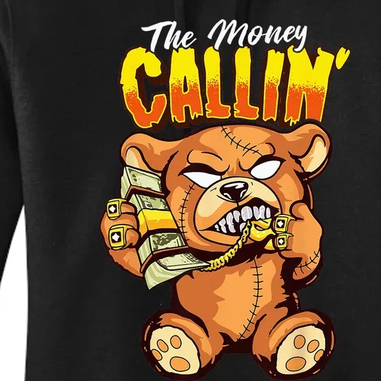 Money Calling Hip Hop Teddy Bear Gangster Rap Drip Swag Dope Women's Pullover Hoodie