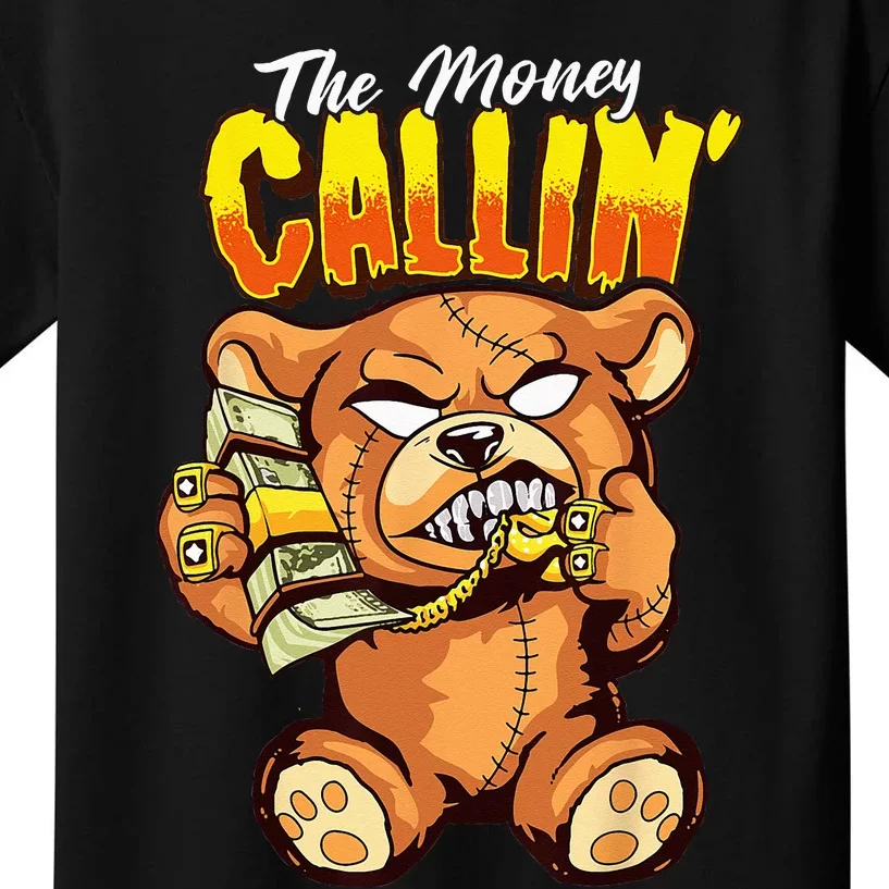 Money Calling Hip Hop Teddy Bear Gangster Rap Drip Swag Dope Kids T-Shirt