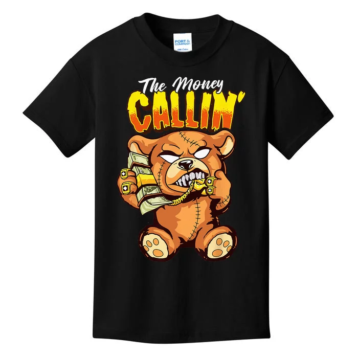 Money Calling Hip Hop Teddy Bear Gangster Rap Drip Swag Dope Kids T-Shirt