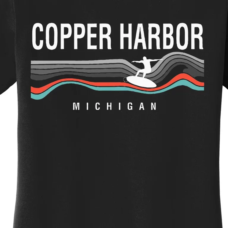 Michigan Copper Harbor Surfboard Retro Women's T-Shirt