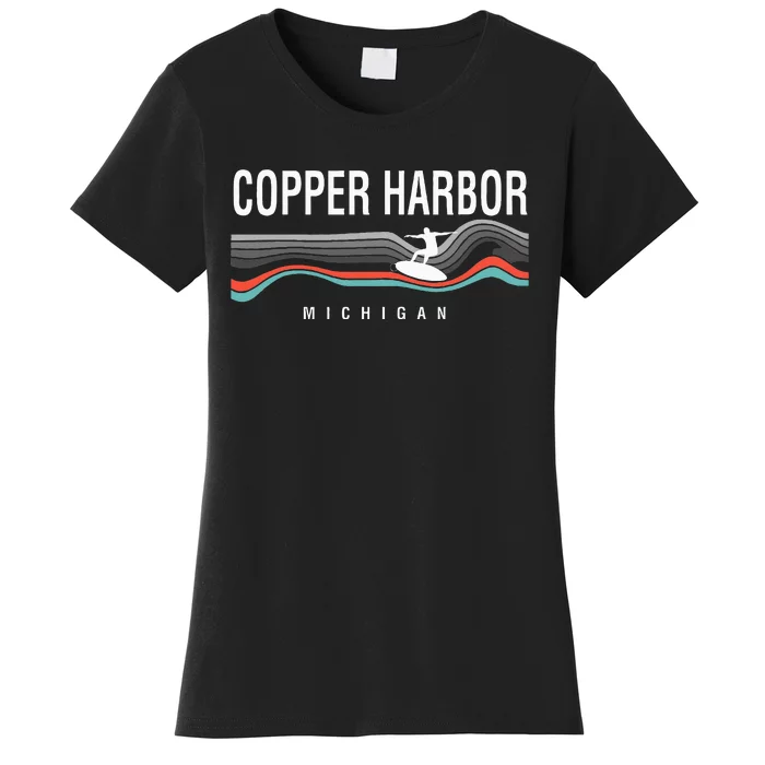 Michigan Copper Harbor Surfboard Retro Women's T-Shirt