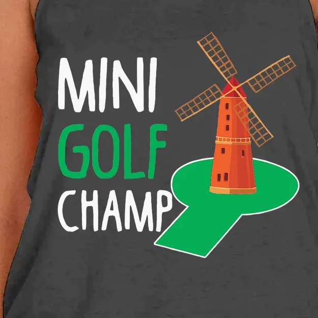 Minigolf Champ Hobby Sport Golfer Champion Women's Knotted Racerback Tank