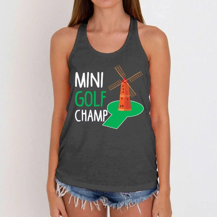 Minigolf Champ Hobby Sport Golfer Champion Women's Knotted Racerback Tank