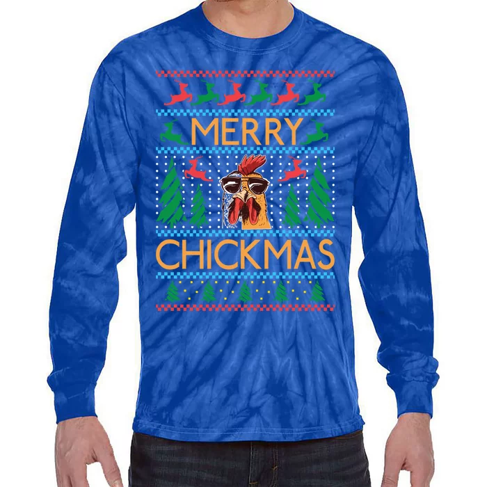 Merry Chickmas Hen Chicken Lover Gift Tie-Dye Long Sleeve Shirt