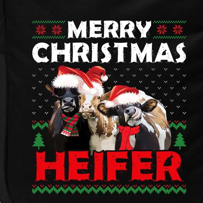 Merry Christmas Heifers Funny Cows Snowing Ugly Xmas Sweater Gift Impact Tech Backpack