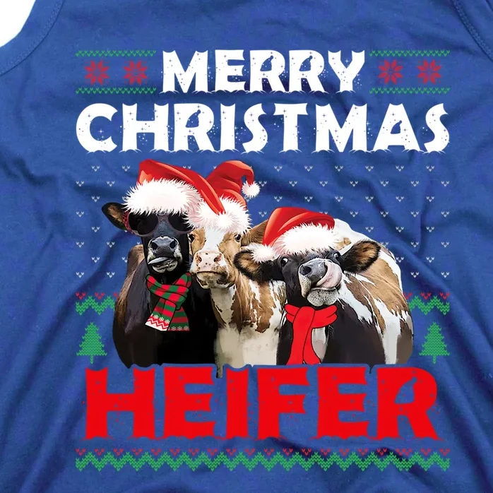 Merry Christmas Heifers Funny Cows Snowing Ugly Xmas Sweater Gift Tank Top