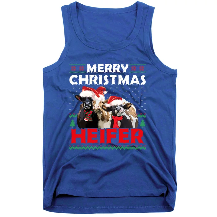 Merry Christmas Heifers Funny Cows Snowing Ugly Xmas Sweater Gift Tank Top