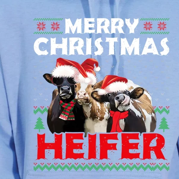 Merry Christmas Heifers Funny Cows Snowing Ugly Xmas Sweater Gift Unisex Surf Hoodie