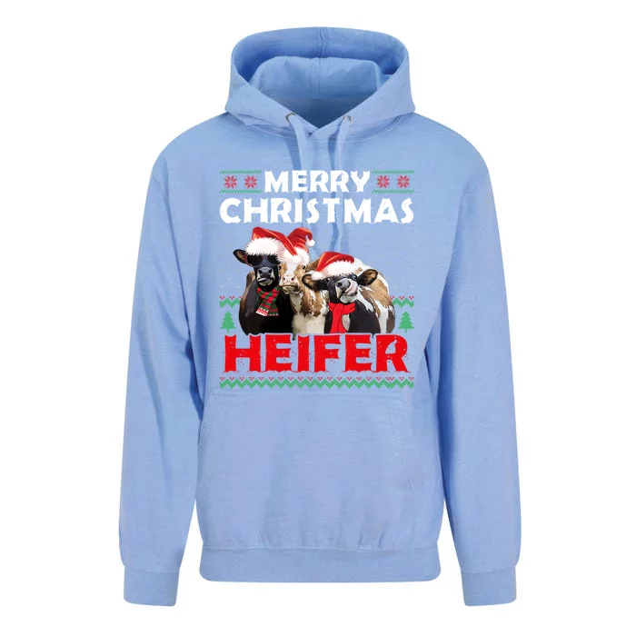 Merry Christmas Heifers Funny Cows Snowing Ugly Xmas Sweater Gift Unisex Surf Hoodie