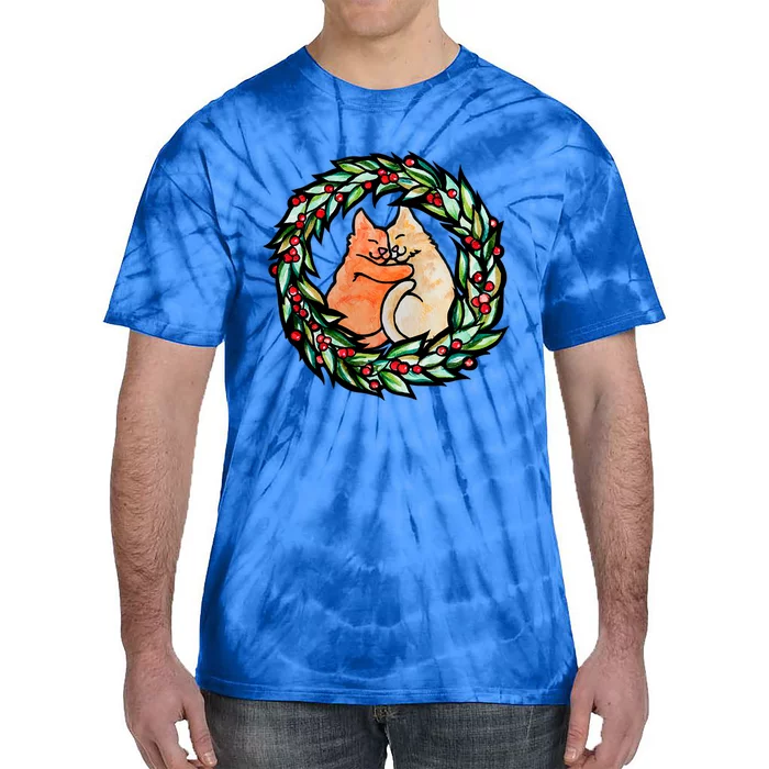 Merry Christmas Holiday Kitty Cats Gift Tie-Dye T-Shirt