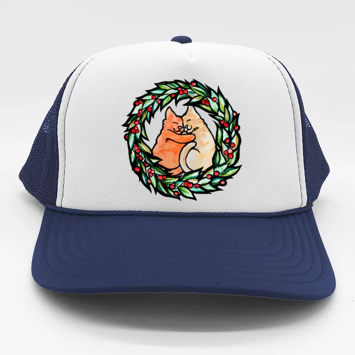 Merry Christmas Holiday Kitty Cats Gift Trucker Hat