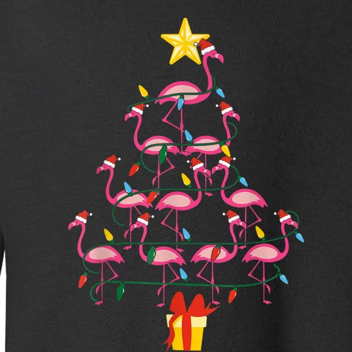 Merry Christmas Hat Santa Flamingo Light Snow Xmas Pajamas Toddler Sweatshirt