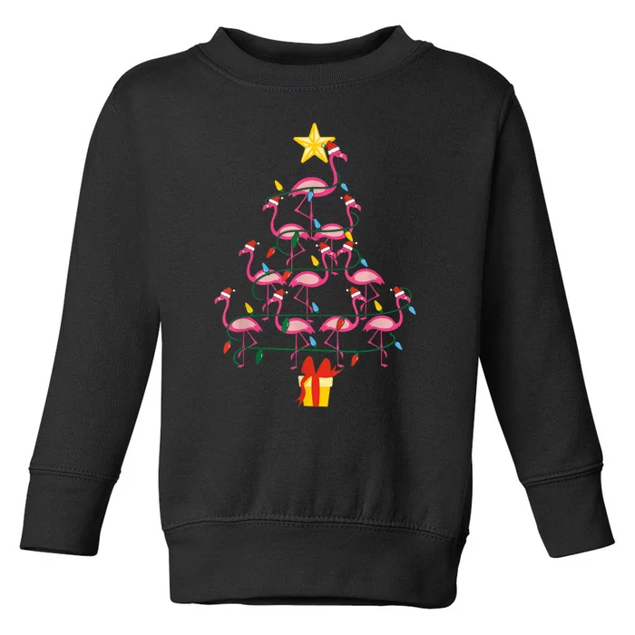 Merry Christmas Hat Santa Flamingo Light Snow Xmas Pajamas Toddler Sweatshirt